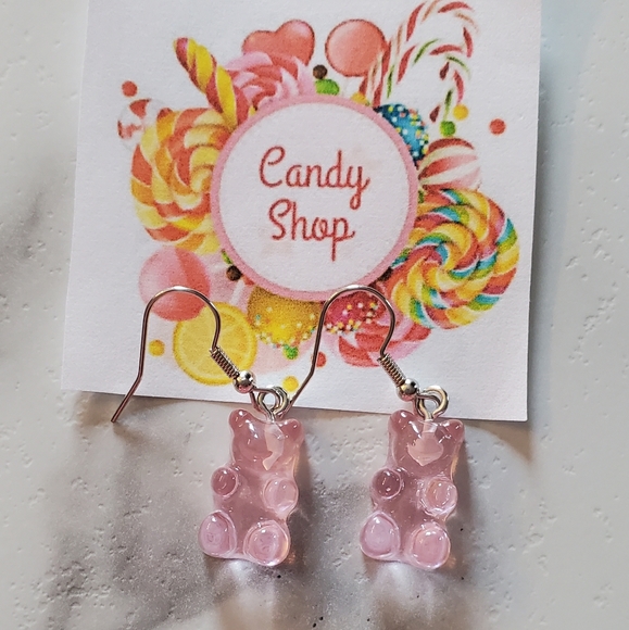 Pink Gummy Bear Earrings - Picture 2 of 8